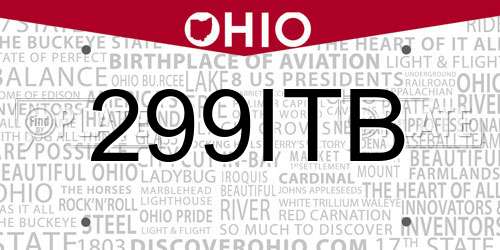299ITB Ohio License Plate