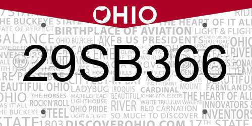 29SB366 Ohio License Plate