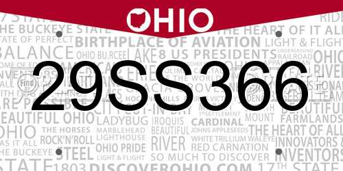 29SS366 Ohio License Plate
