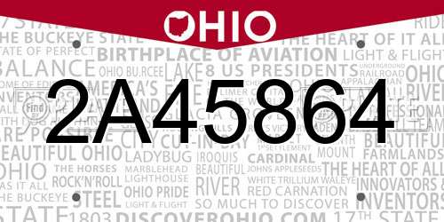 2A45864 Ohio License Plate