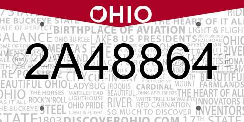 2A48864 Ohio License Plate