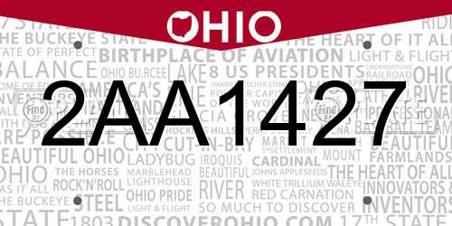 2AA1427 Ohio License Plate