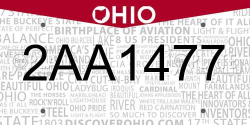 2AA1477 Ohio License Plate