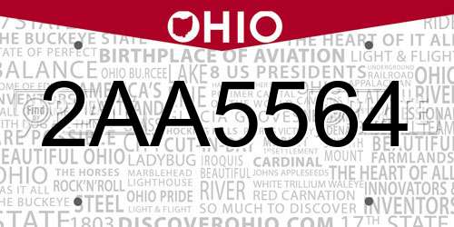 2AA5564 Ohio License Plate