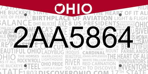 2AA5864 Ohio License Plate