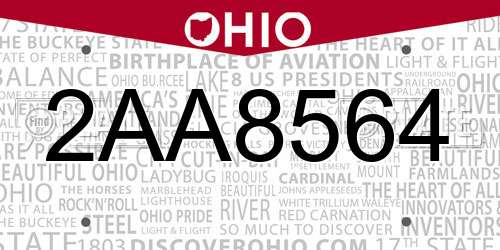 2AA8564 Ohio License Plate