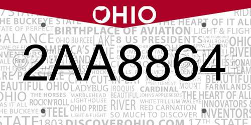 2AA8864 Ohio License Plate