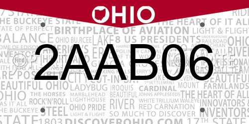 2AAB06 Ohio License Plate