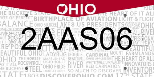 2AAS06 Ohio License Plate