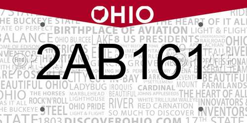 2AB161 Ohio License Plate