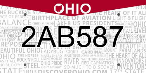 2AB587 Ohio License Plate
