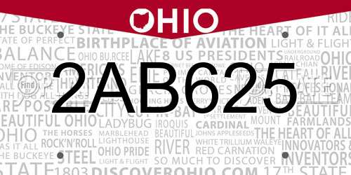 2AB625 Ohio License Plate