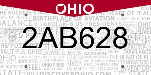 2AB628 Ohio License Plate