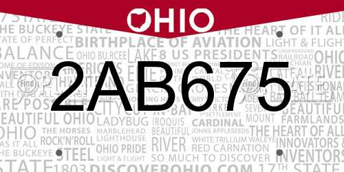 2AB675 Ohio License Plate