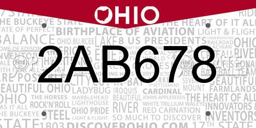 2AB678 Ohio License Plate