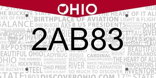 2AB83 Ohio License Plate