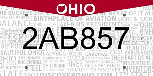 2AB857 Ohio License Plate