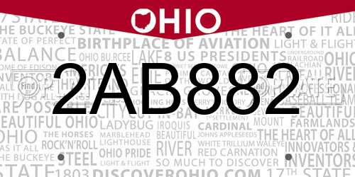 2AB882 Ohio License Plate