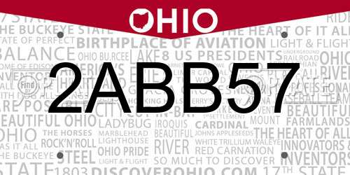 2ABB57 Ohio License Plate