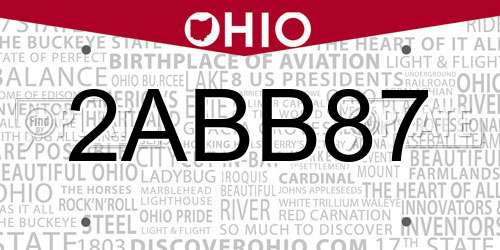 2ABB87 Ohio License Plate