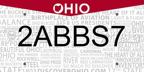 2ABBS7 Ohio License Plate