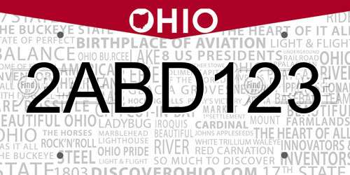 2ABD123 Ohio License Plate