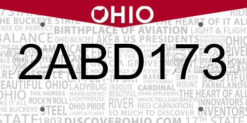 2ABD173 Ohio License Plate