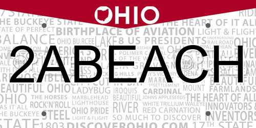 2ABEACH Ohio License Plate