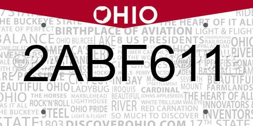 2ABF611 Ohio License Plate