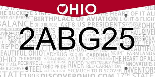 2ABG25 Ohio License Plate