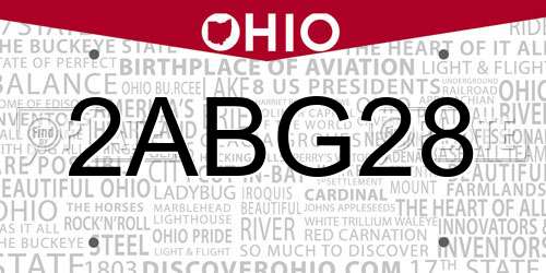 2ABG28 Ohio License Plate