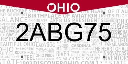 2ABG75 Ohio License Plate