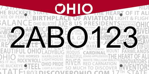 2ABO123 Ohio License Plate