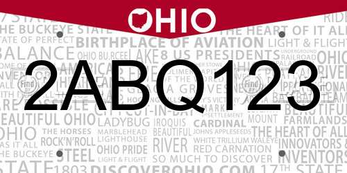 2ABQ123 Ohio License Plate