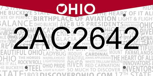 2AC2642 Ohio License Plate