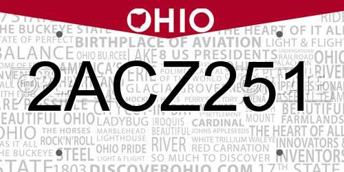 2ACZ251 Ohio License Plate