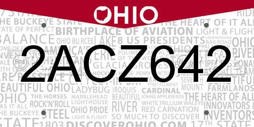 2ACZ642 Ohio License Plate