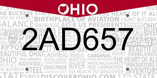 2AD657 Ohio License Plate