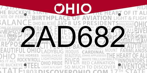 2AD682 Ohio License Plate