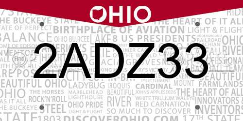 2ADZ33 Ohio License Plate
