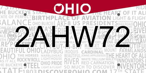 2AHW72 Ohio License Plate