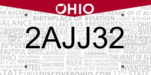 2AJJ32 Ohio License Plate