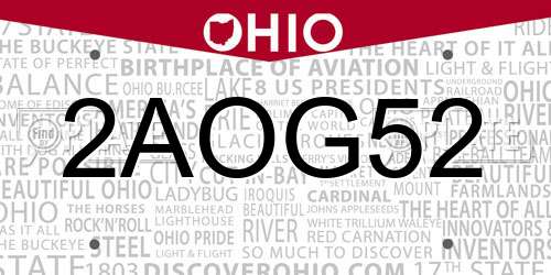 2AOG52 Ohio License Plate