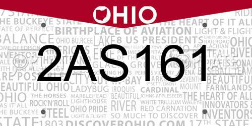2AS161 Ohio License Plate