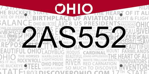 2AS552 Ohio License Plate