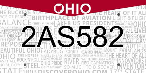 2AS582 Ohio License Plate