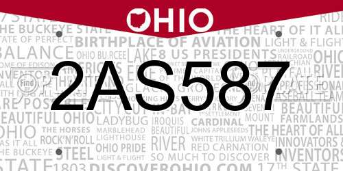 2AS587 Ohio License Plate