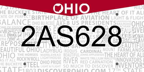 2AS628 Ohio License Plate