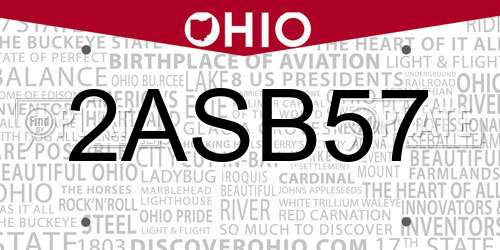 2ASB57 Ohio License Plate