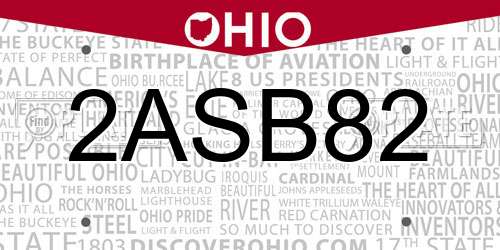 2ASB82 Ohio License Plate